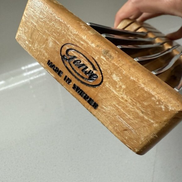 Gense Set Of 6 Facette Steak Knives And Holder Stainless Steel Sweden 8” Vintage - Picture 6 of 7